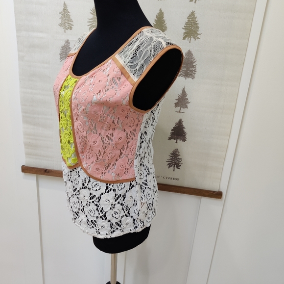 Champagne and Strawberry Lace Top - Small - Picture 4 of 11